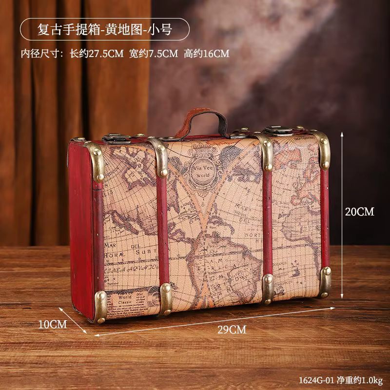 Valise de voyage en cuir rétro européenne, boîte de rangement pour accessoires de cinéma et de télév