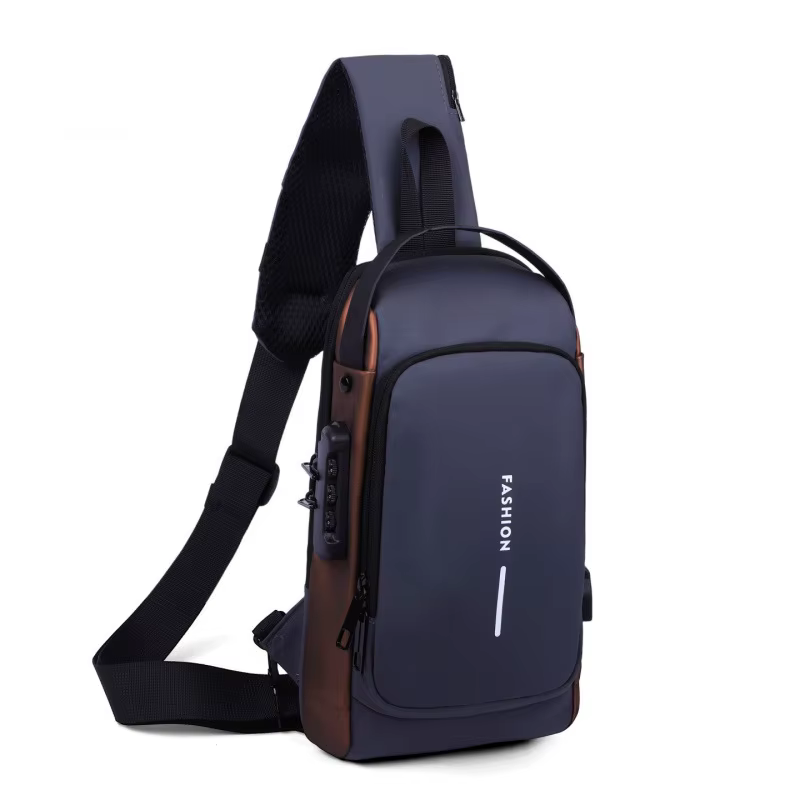 Sac de poitrine antivol avec mot de passe pour hommes, 1 pièce, en tissu Oxford Durable, bandoulière