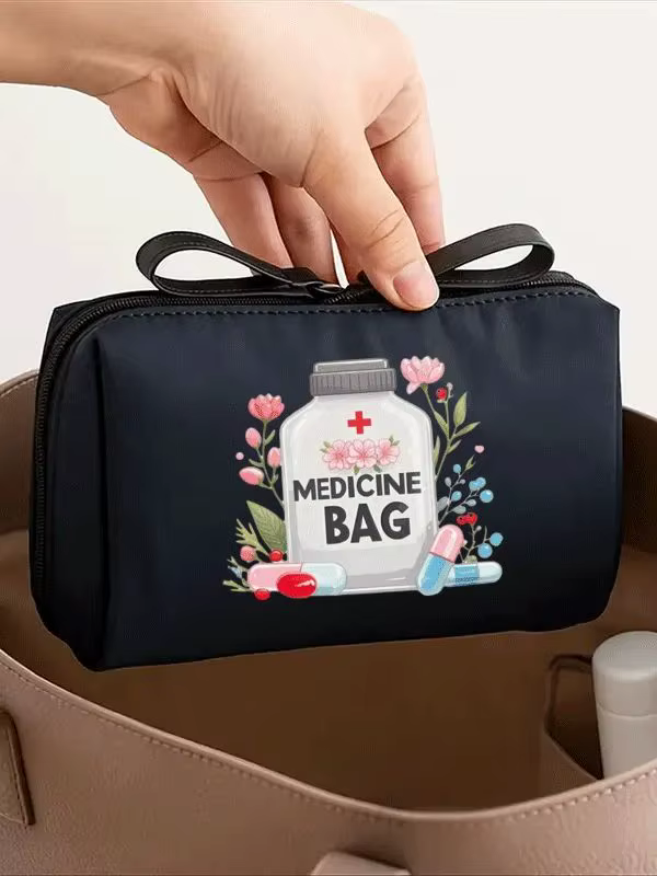Sac vintage et organisateur de voyage pour femme – Trousse de maquillage à thème avec motif d'étique