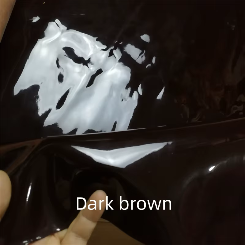 Tissu en cuir véritable fait à la main, cuir verni marron foncé bordeaux, sac Fou bricolage, premièr
