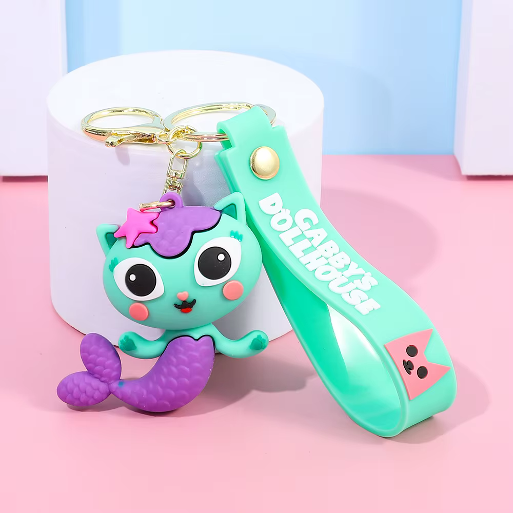 Porte-clés Gabby Dollhouse Kawaii pour filles, sacs d'école, figurines mignonnes, porte-clés de voit