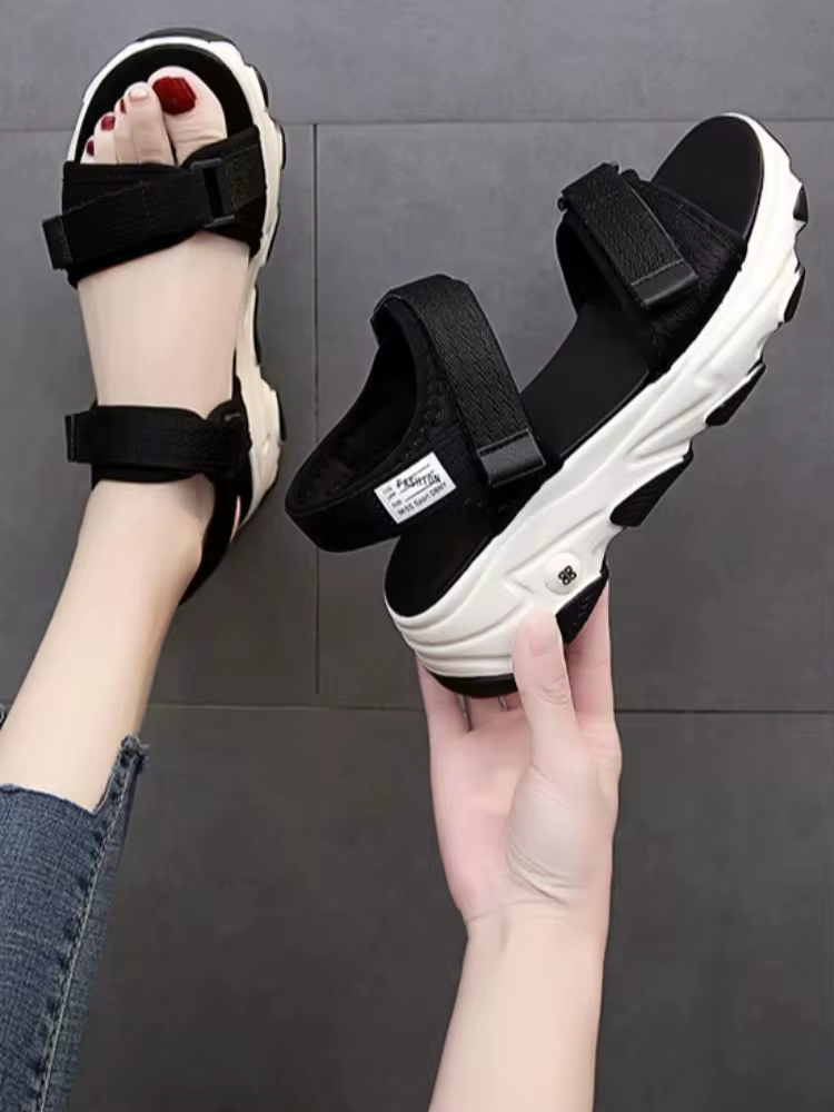 Sandales à plateforme coordonnantes pour femmes, chaussures de plage, mode décontractée, nouvelle co
