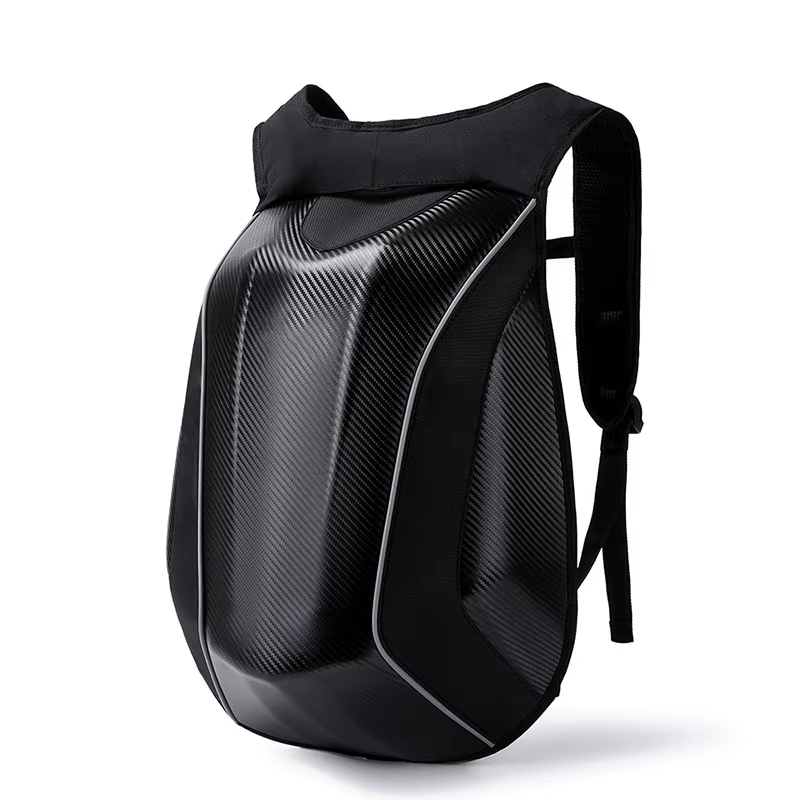 Sac à dos rigide pour moto 48L, texture fibre de carbone, sac imperméable réfléchissant grande capac