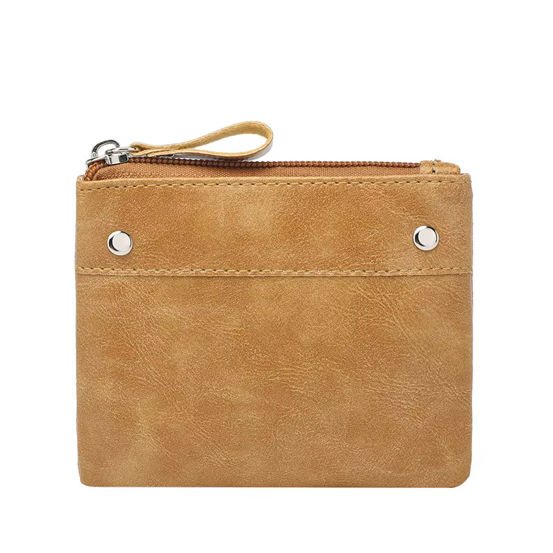 Mini porte-monnaie vintage en cuir PU pour hommes et femmes, nom personnalisé, fermeture éclair, por