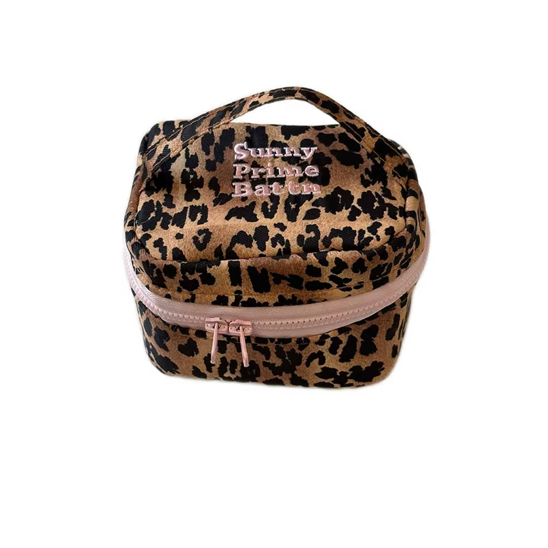 Trousse de maquillage léopard Vintage pour femmes et filles, trousse de voyage de grande capacité, f