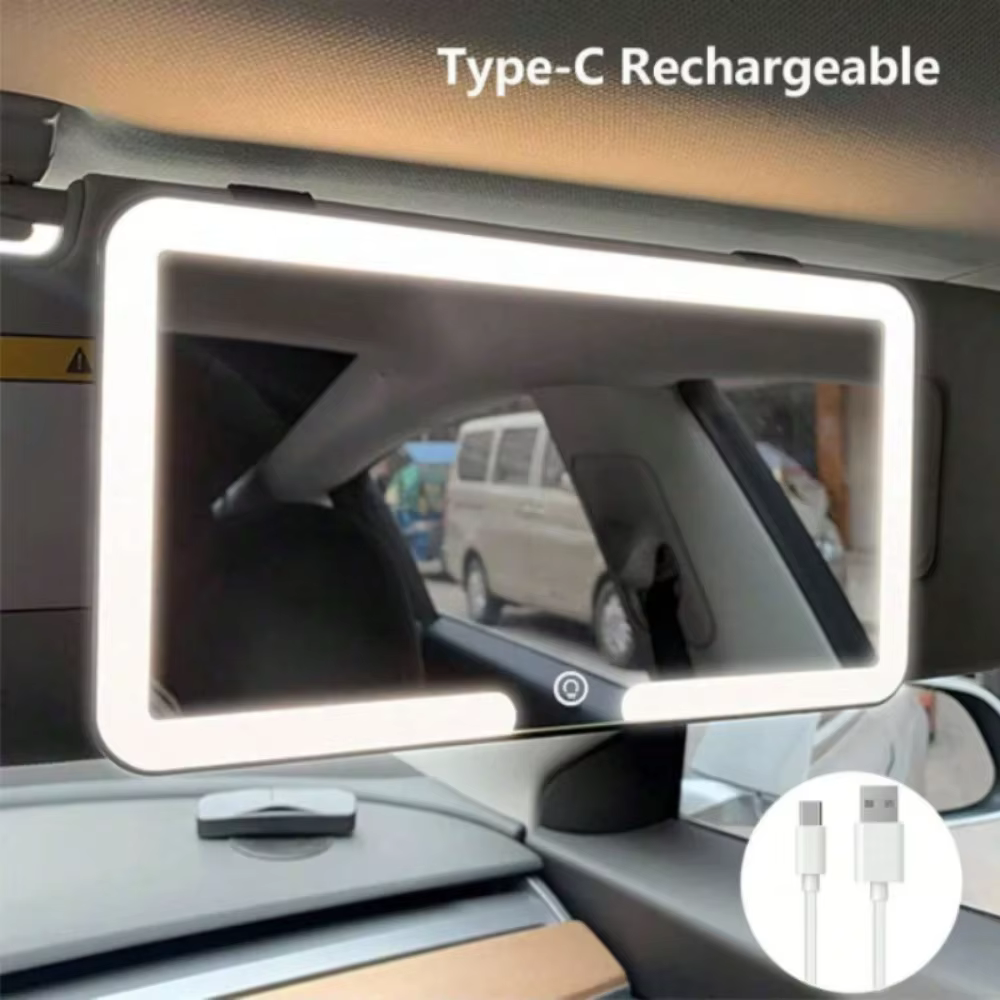 Miroir de vanité automatique HD, miroir de maquillage LED pour voiture, réglage à trois vitesses, pl