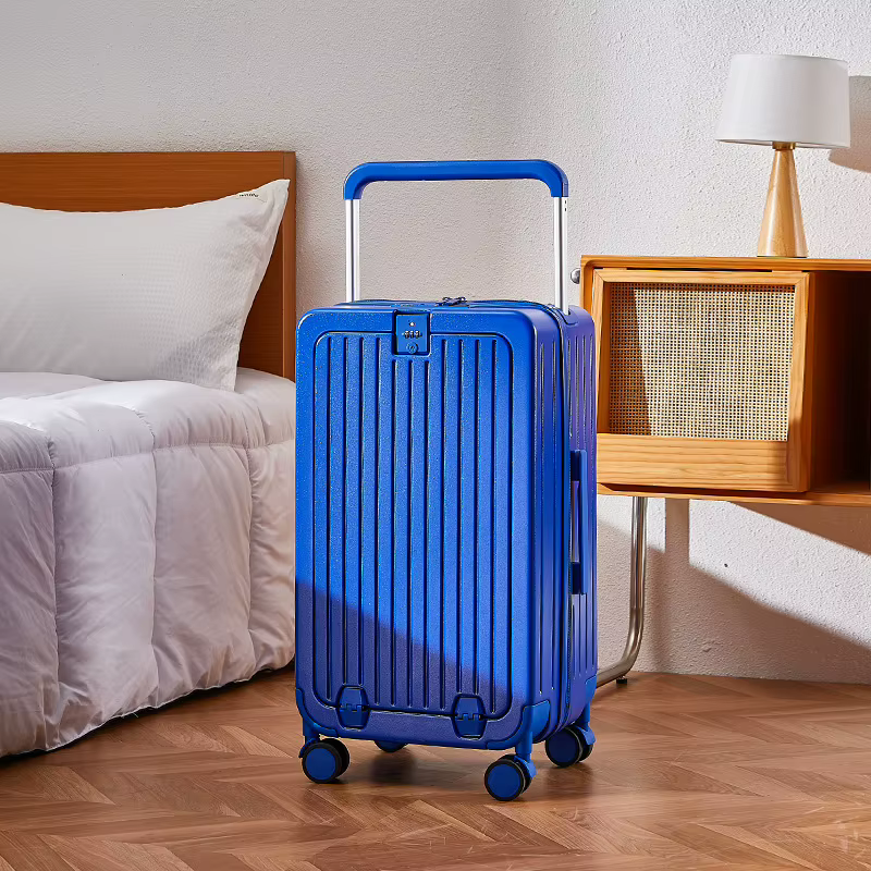 Valise de voyage multifonctionnelle avec porte-gobelet, chariot à couverture ouverte avant, boîte d'