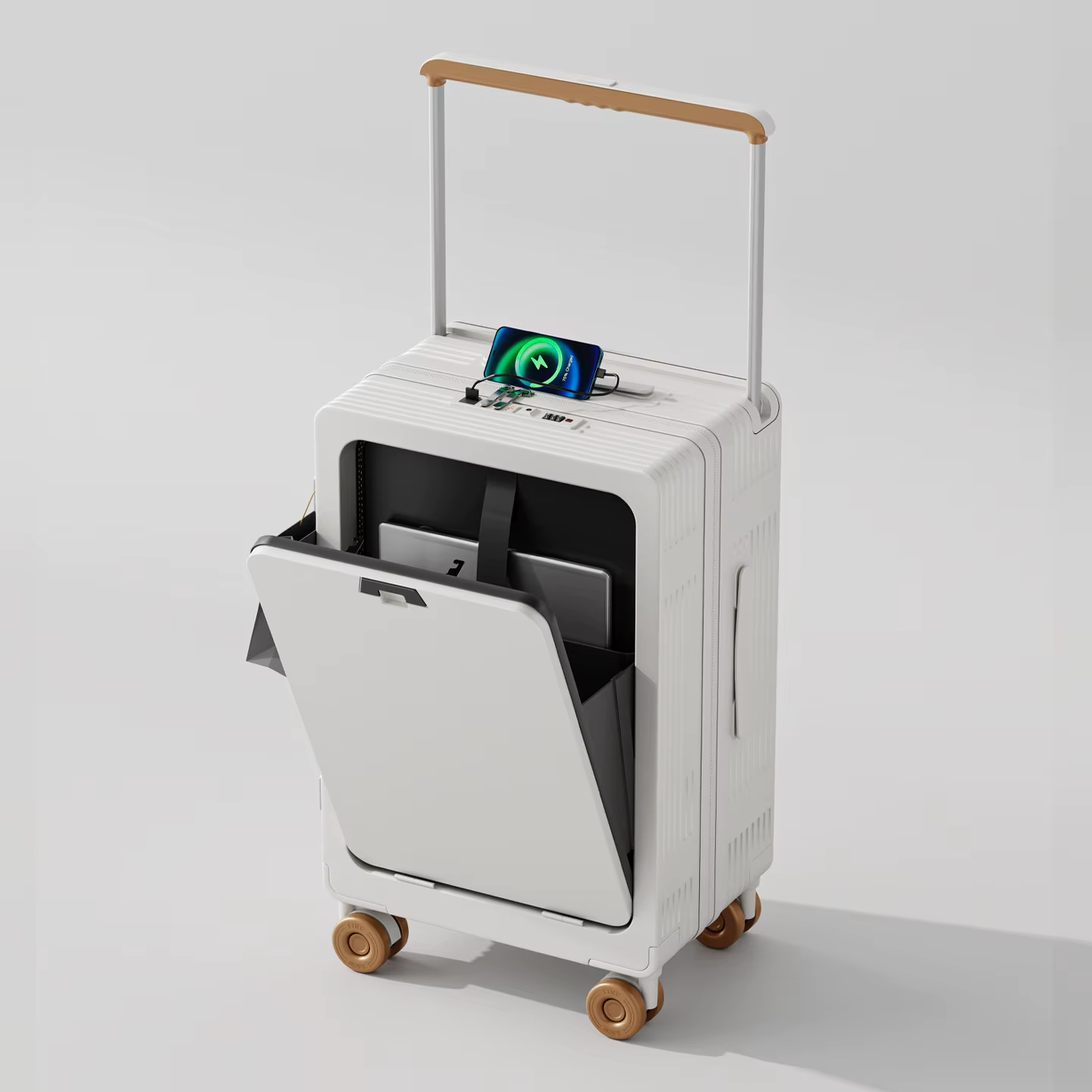 Valise à ouverture frontale, trolley multifonctionnel, cadre en aluminium, sac pour ordinateur porta