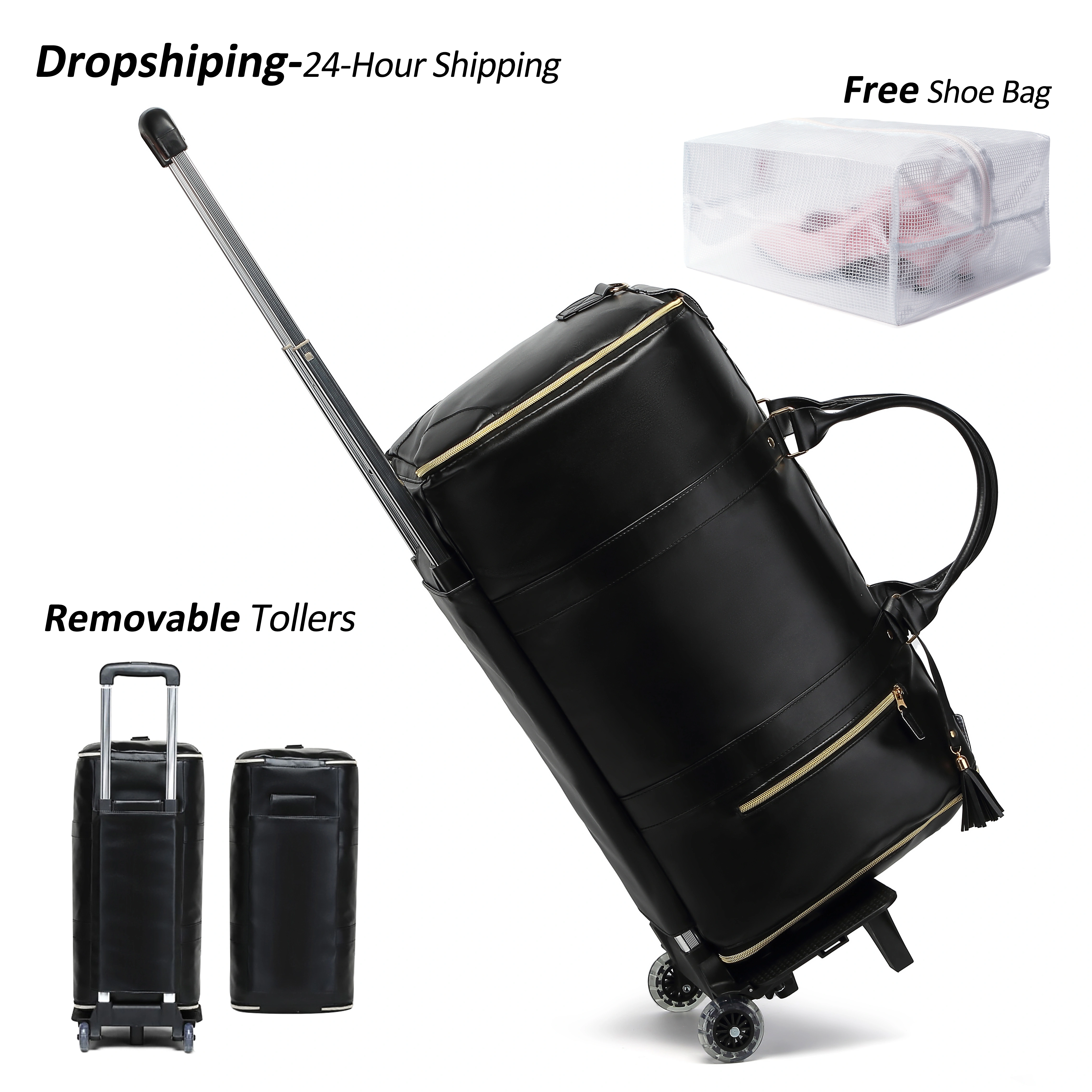 Sac de voyage convertible Luhxe Travel 2.0 avec roulettes, pochette à chaussures et bandoulière amov
