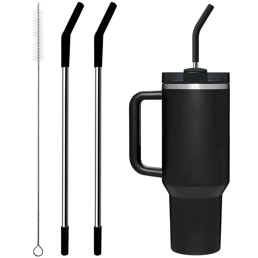 Paille en acier inoxydable avec pointe en Silicone pour tasse Stanley, 2 pailles de rechange pour go