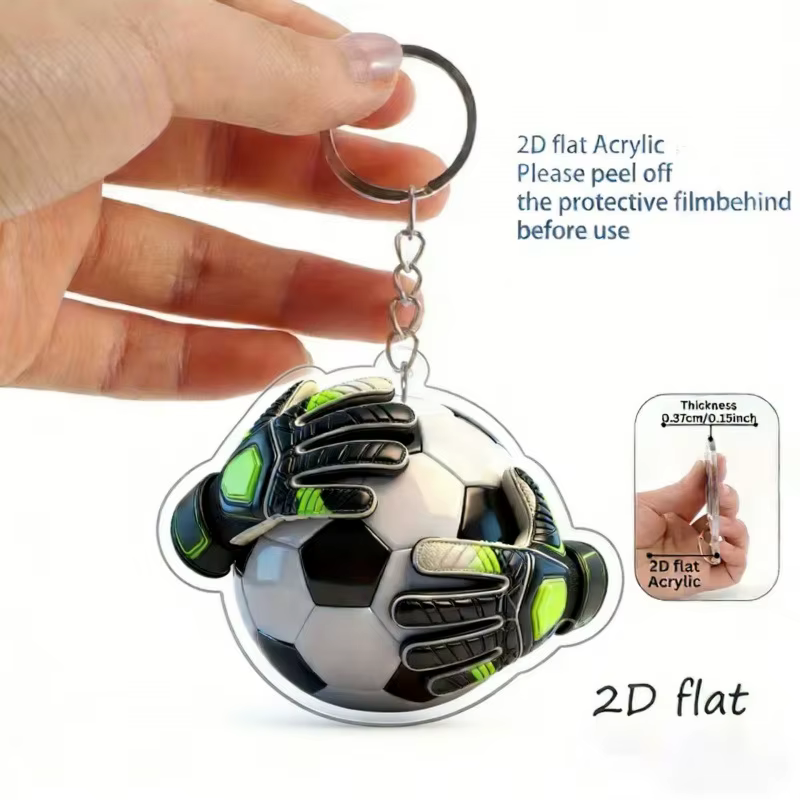 Porte-clés de football de simulation en acrylique, accessoires de bijoux, pendentifs pour sacs à dos