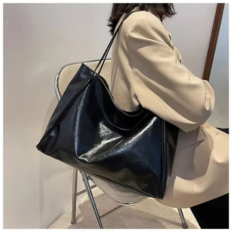 Sac fourre-tout en cuir PU souple pour femme, sac à bandoulière rétro, sacs de seau portables décont
