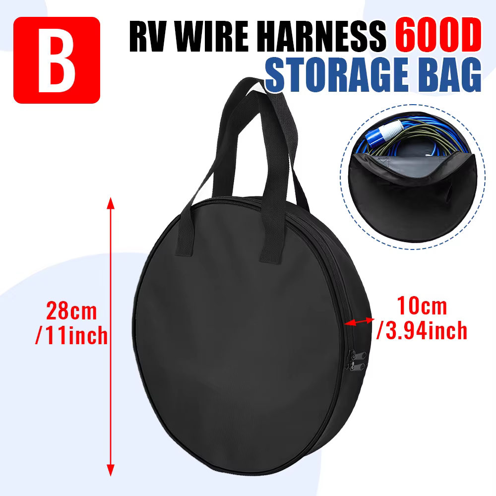 Sac de rangement pour câbles, sac de rangement Oxford imperméable pour câbles, cordons, tuyaux, câbl