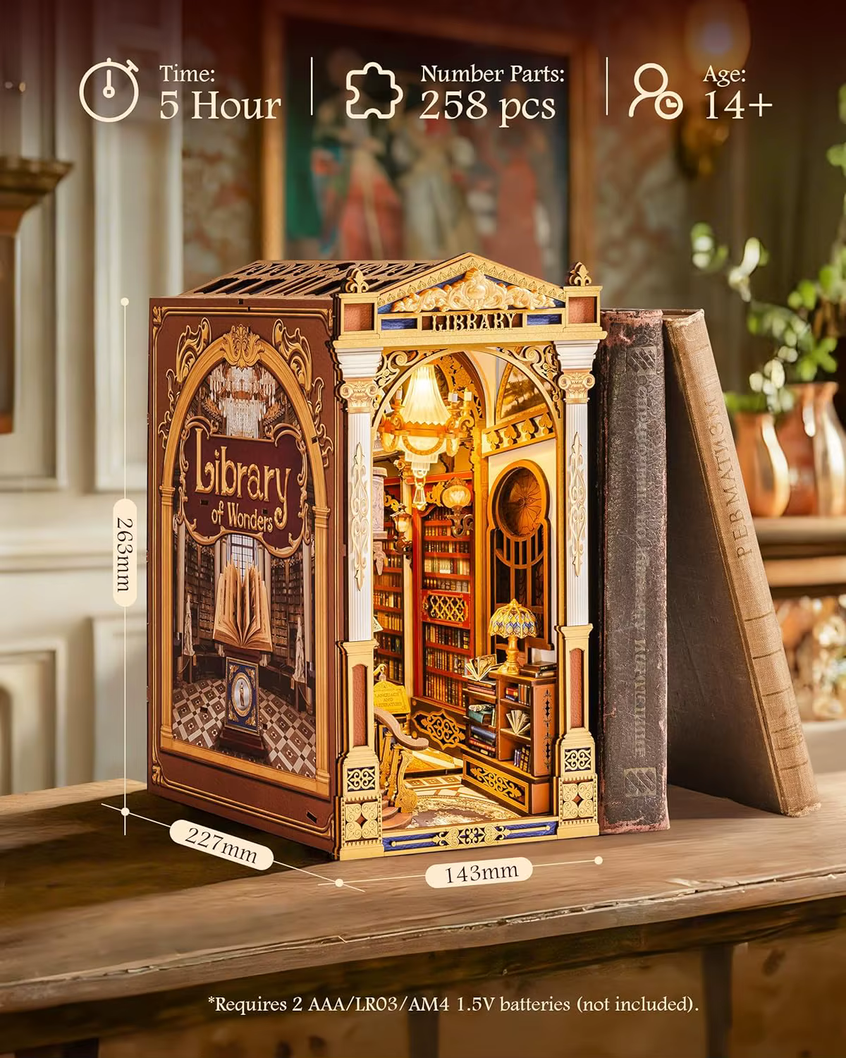 Kit de bricolage Rolife Book Nook avec lumières, modèle miniature Bibliothèque des Merveilles pour l
