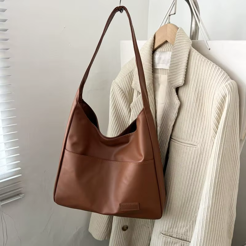 Sac à main décontracté pour femme, en cuir PU souple, polyvalent, pour les trajets quotidiens, avec 
