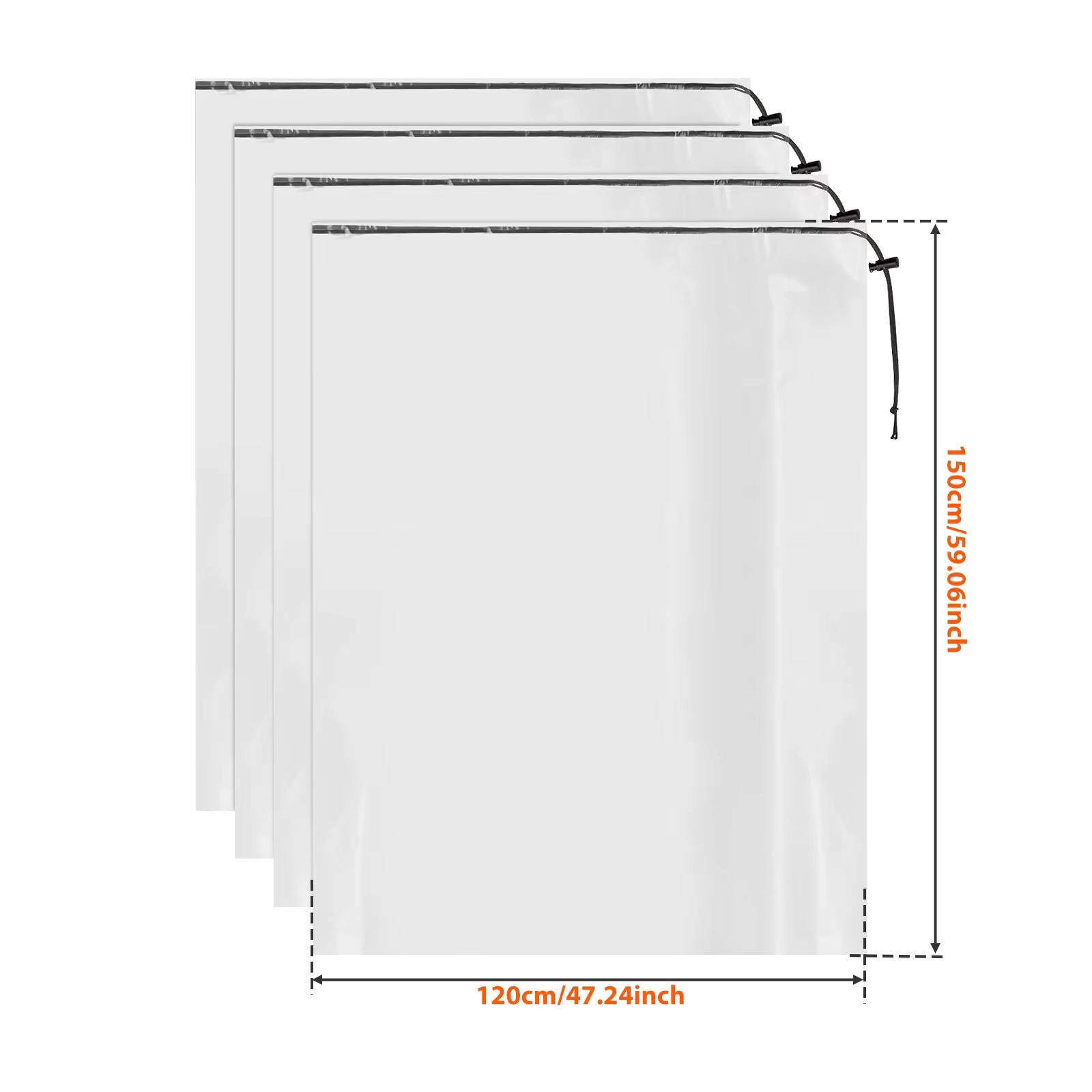 Lot de 4 housses de protection transparentes pour valises avec cordon de serrage, sacs de rangement 