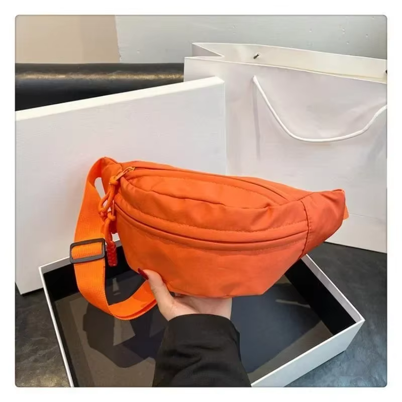 Sac de poitrine en toile pour femmes, sac à bandoulière de couleur unie, sac de taille à bandoulière