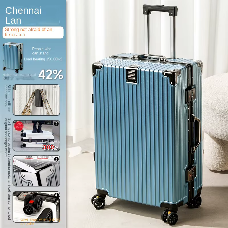 Valise cadre en aluminium nouveaux bagages hommes et femmes mot de passe boîtier de chariot étudiant