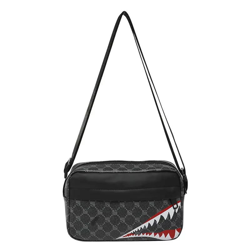 Sac à bandoulière décontracté de grande capacité, petit sac carré créatif bouche de requin, porte-mo