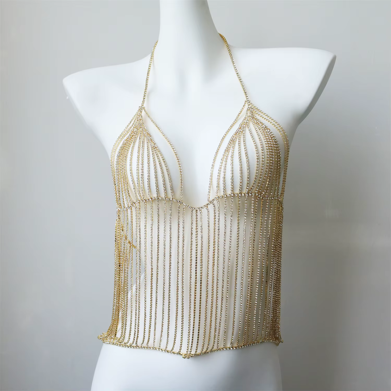 Chaîne de corps tendance pour femme — Chaîne de soutien-gorge exquise à pampilles et strass, un acce