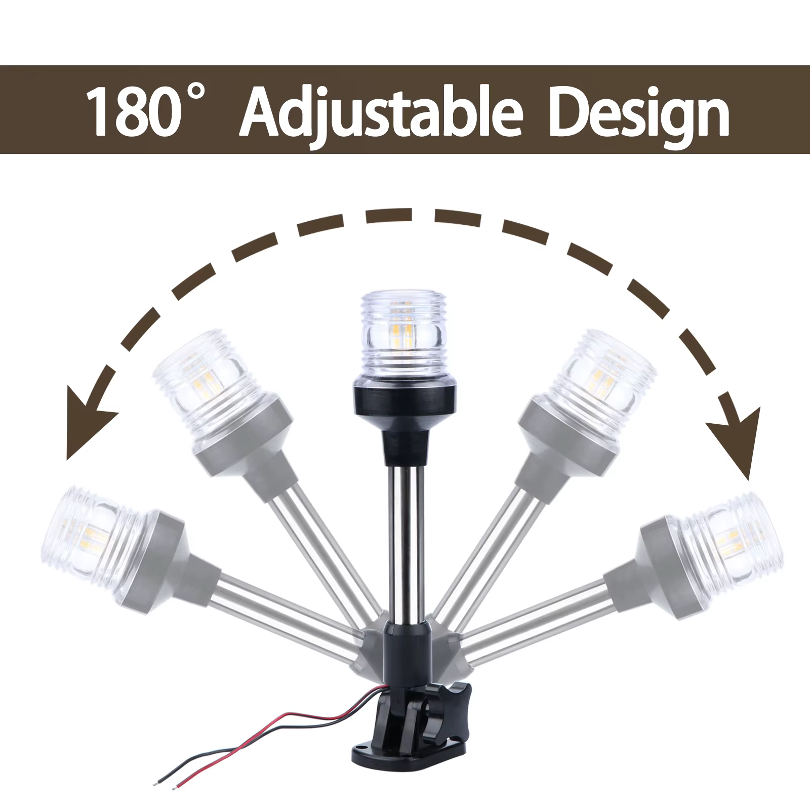 Accessoires de bateau 12V LED 25cm, lumière pliable, feu de Navigation, Signal de voile pour Marine,