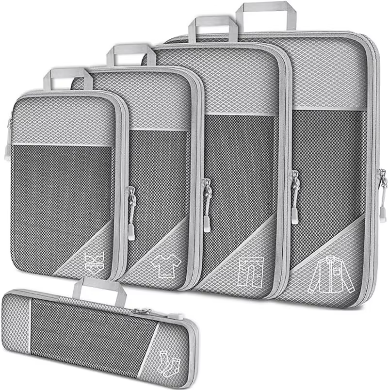 Ensemble de cubes d'emballage à Compression, sac de voyage en maille extensible, organisateur de bag