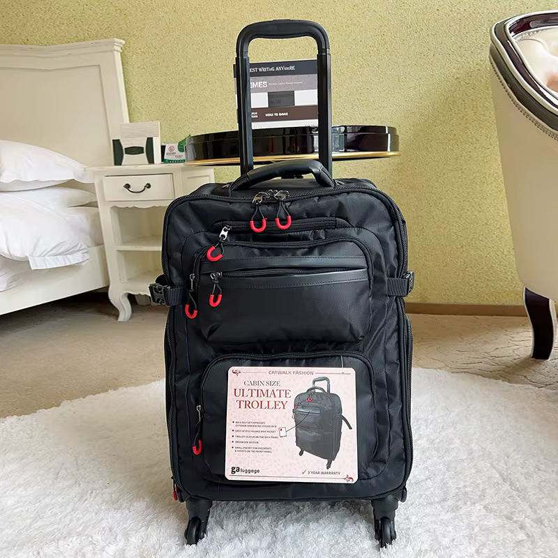 Sac à dos à roulettes Oxford Trolley pour homme, valise noire, cabine à bagages légère, sacs à dos p