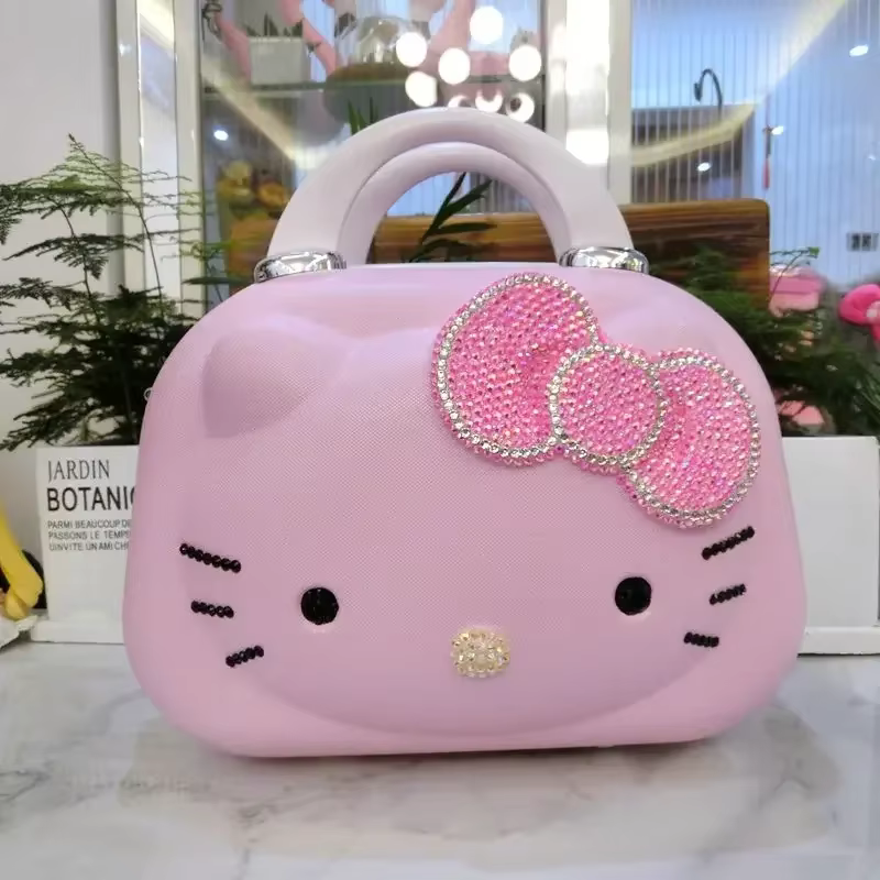 Valise de Voyage Originale Hello Kitty, Trousse à Cosmétiques de Dessin Animé Kawaii, Grande Capacit