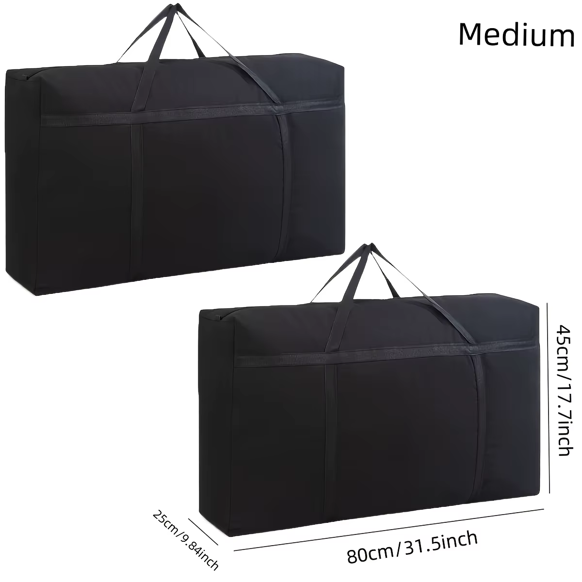 Lot de 2 sacs de déménagement robustes avec poignées et fermetures éclair - Extra grands, en polyest