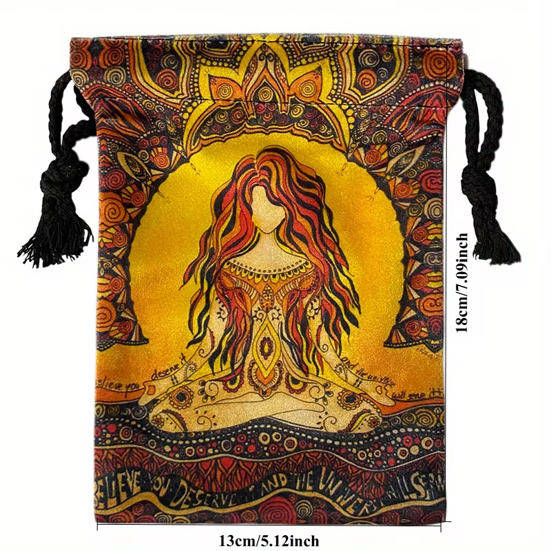 Sac de rangement en velours, sac de rangement de dés, sac porte-carte de Tarot à cordon, pochette à 