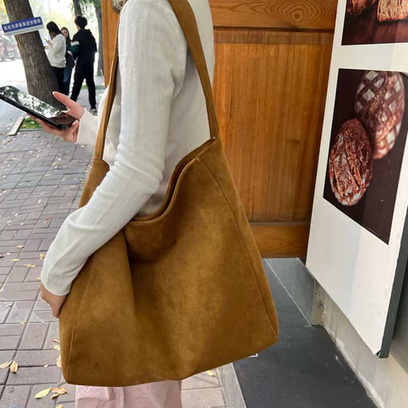 Sac fourre-tout en Faux daim pour femmes, sac à bandoulière décontracté de grande capacité, sacs à m