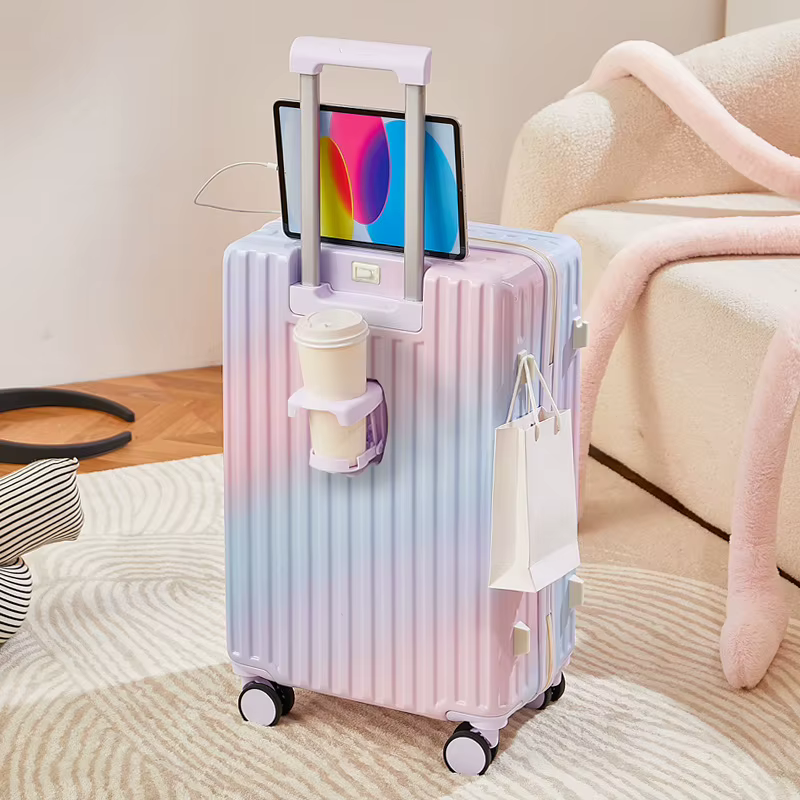 Valise à roulettes multifonctionnelle avec roues muettes, bagage de couleur dégradée, déesse de la m