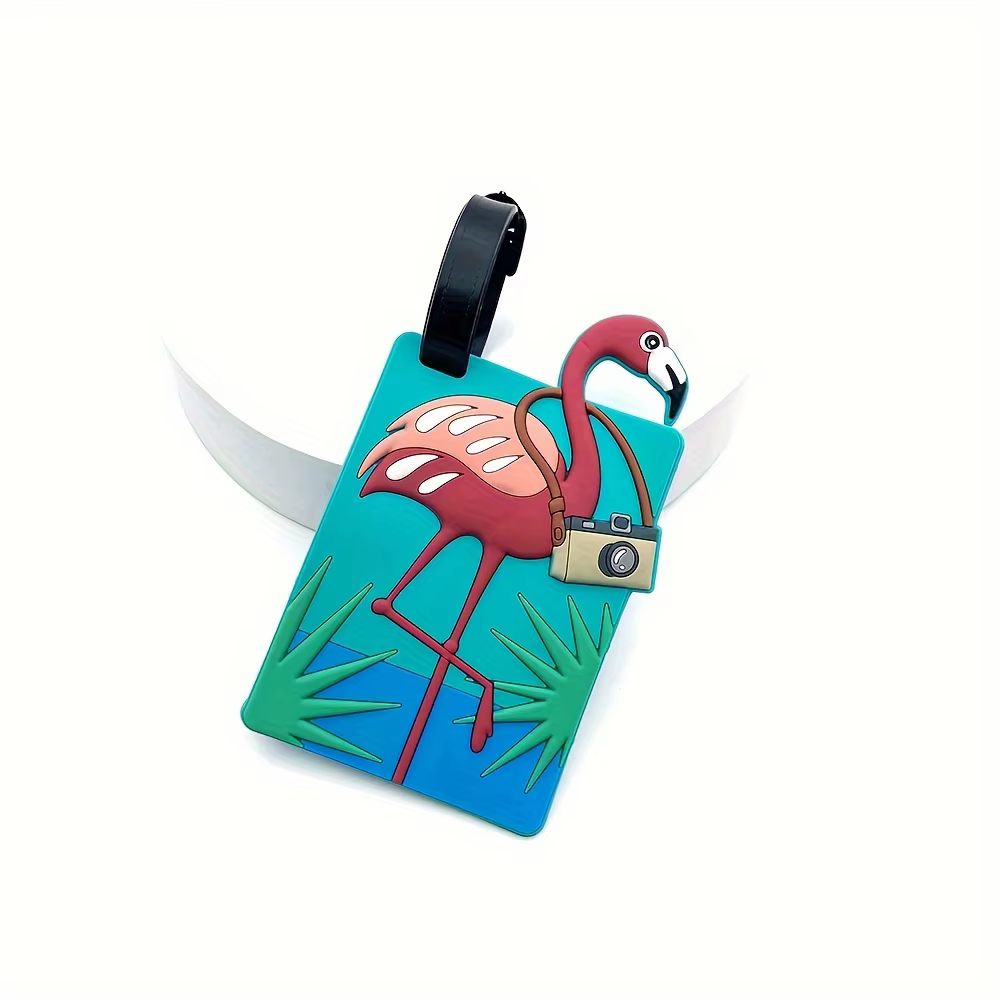 Étiquette de bagage en forme de flamant rose, 1 pièce, carte d'embarquement, sacs à dos pour hommes 