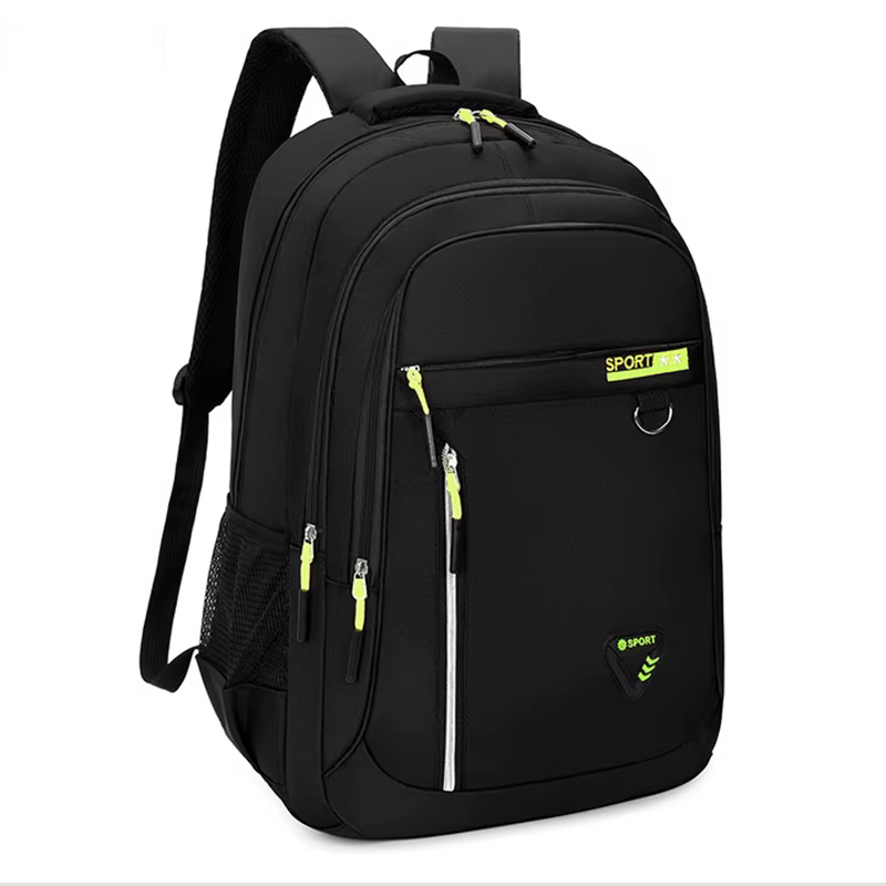 Sac à dos noir sportif tendance avec détails multicolores pour un usage quotidien, voyage scolaire,