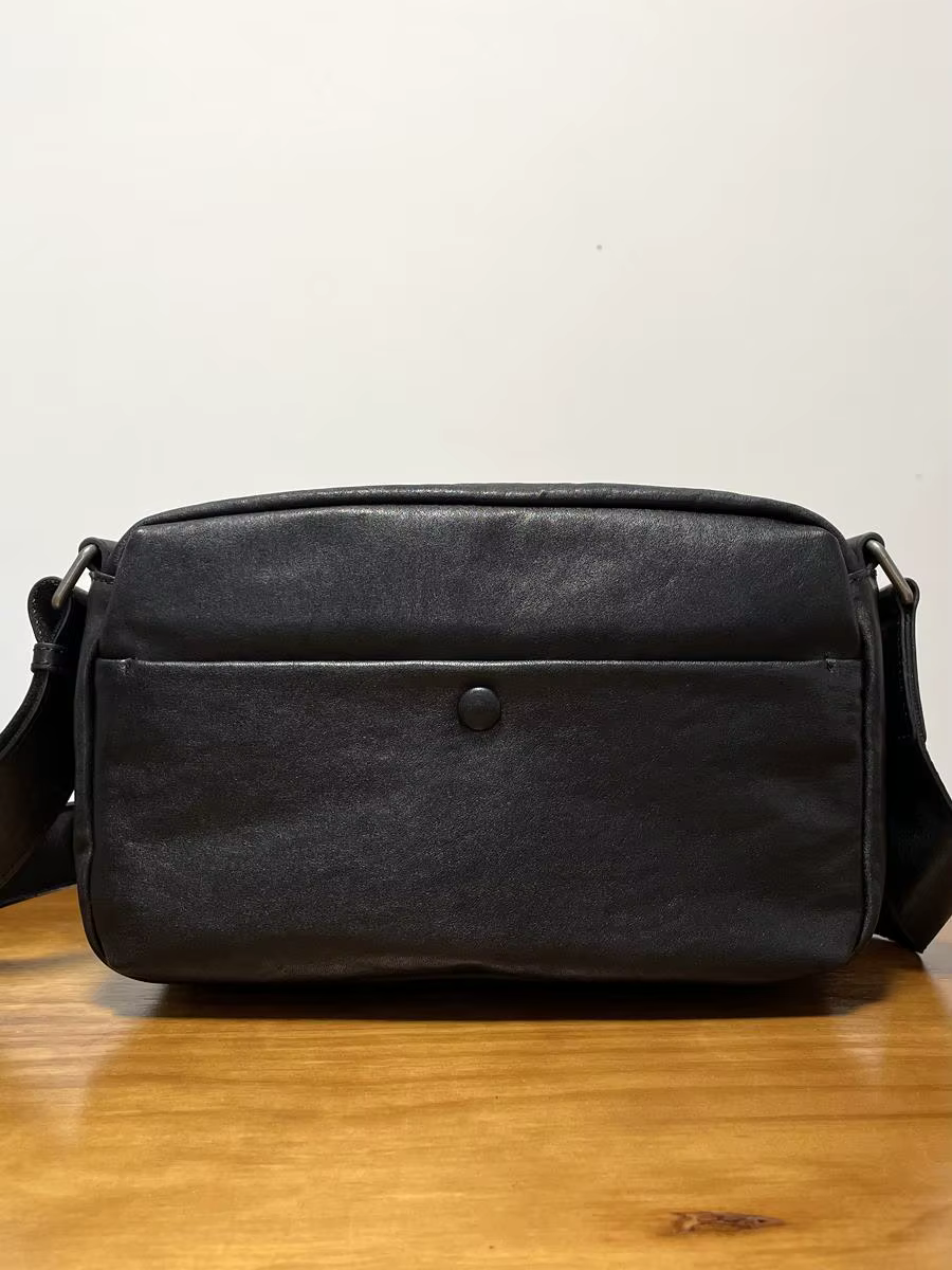 Sac à bandoulière noir en cuir véritable pour hommes, voyage en plein air de bonne qualité, sac à ba