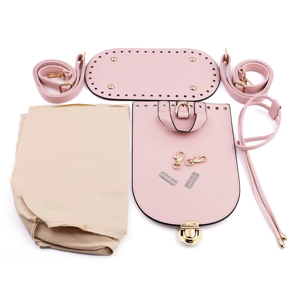 Couverture de rabat inférieur de sac en cuir PU avec matériel, ensemble de sacs en tissu tissé, sac 
