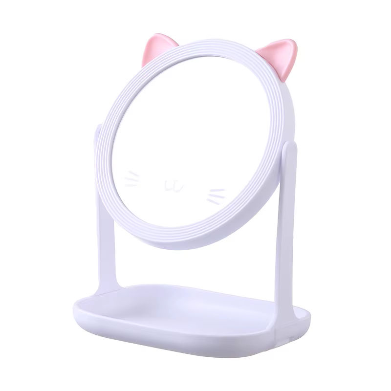 Miroir de maquillage élégant avec oreilles de chat, miroir de vanité de table multifonctionnel, miro