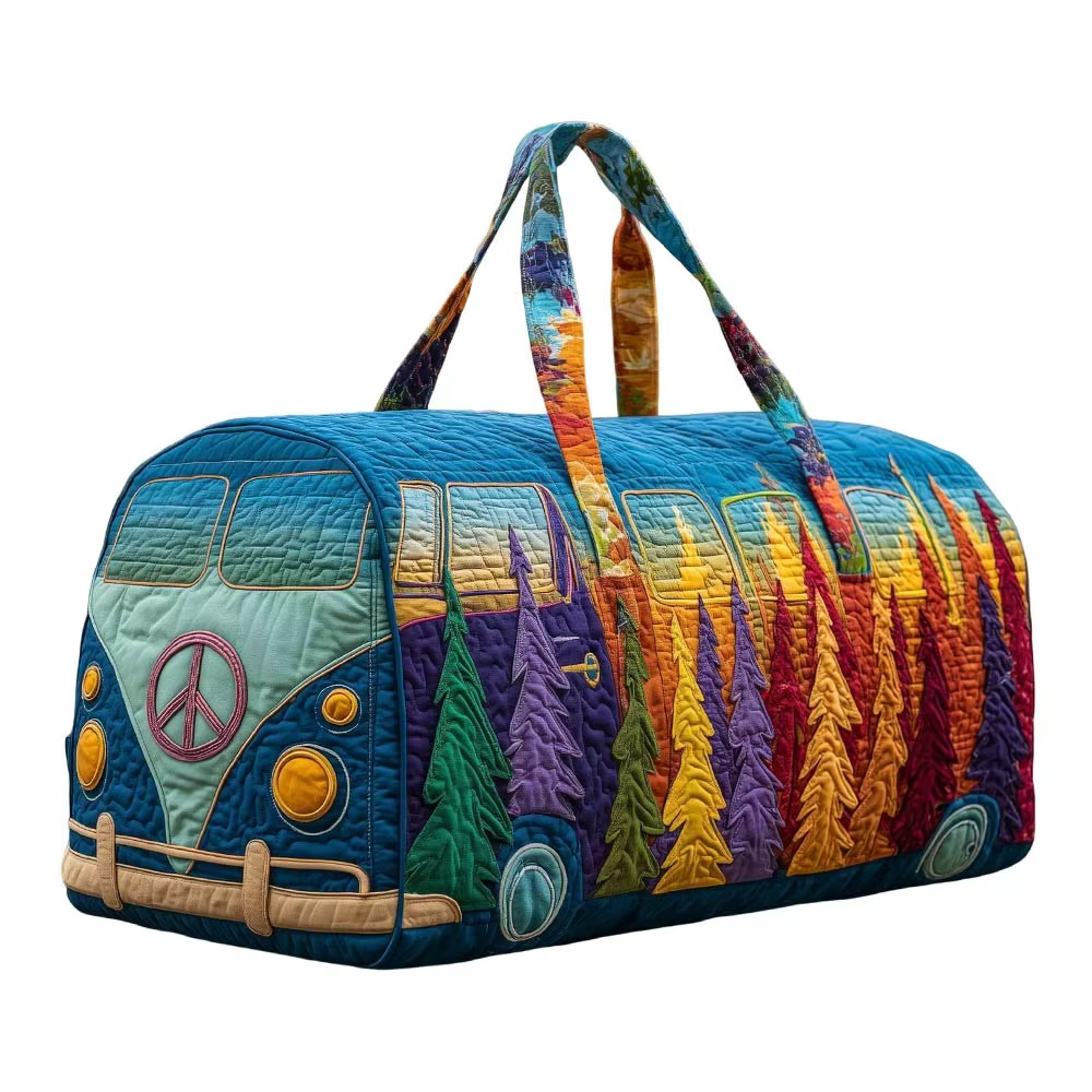 Sac de voyage matelassé en coton, style hippie, design 3D, sac de sport, imprimé champignons, motif 