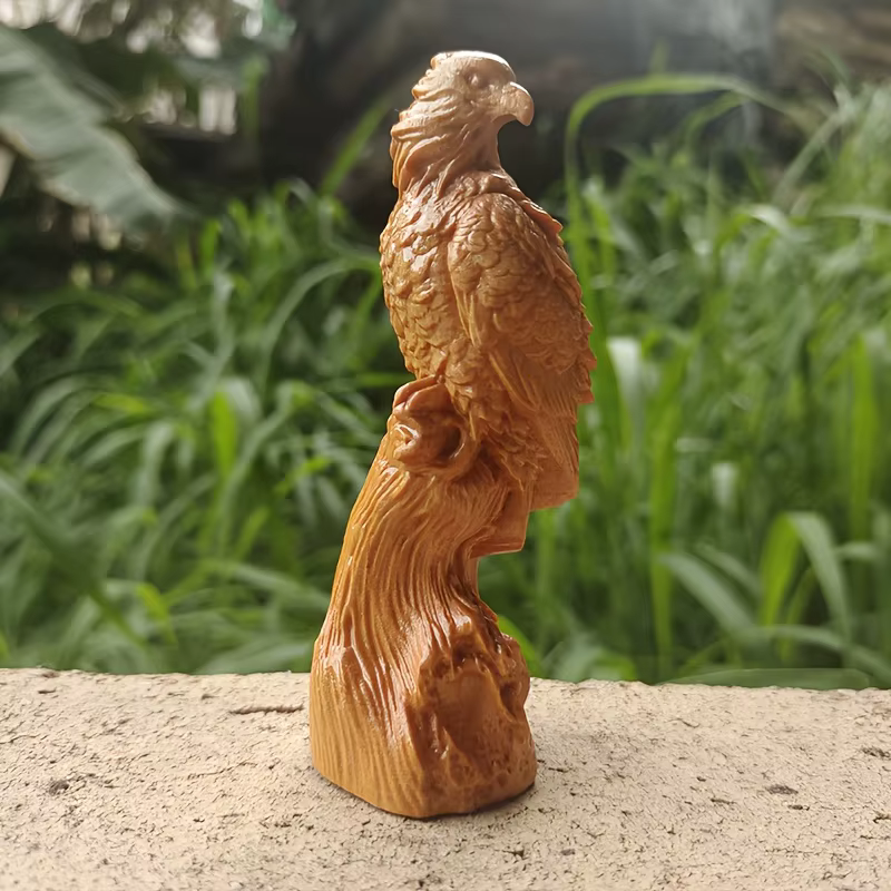 Sculpture d'aigle en bois, Ornement décoratif, Œuvre d'art pour la maison, Pièce de décoration de bu