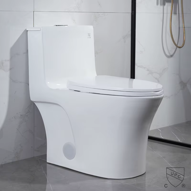 WC monobloc en céramique allongé, siphonique, en porcelaine, de style américain ADA, pour villa