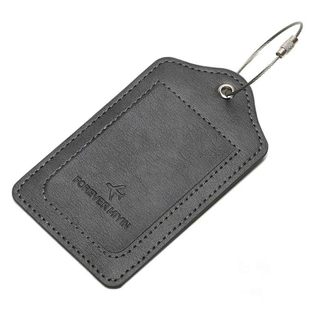 Étiquettes de bagage en cuir à boucle de câble métallique anti-perte, housse de protection de la vie