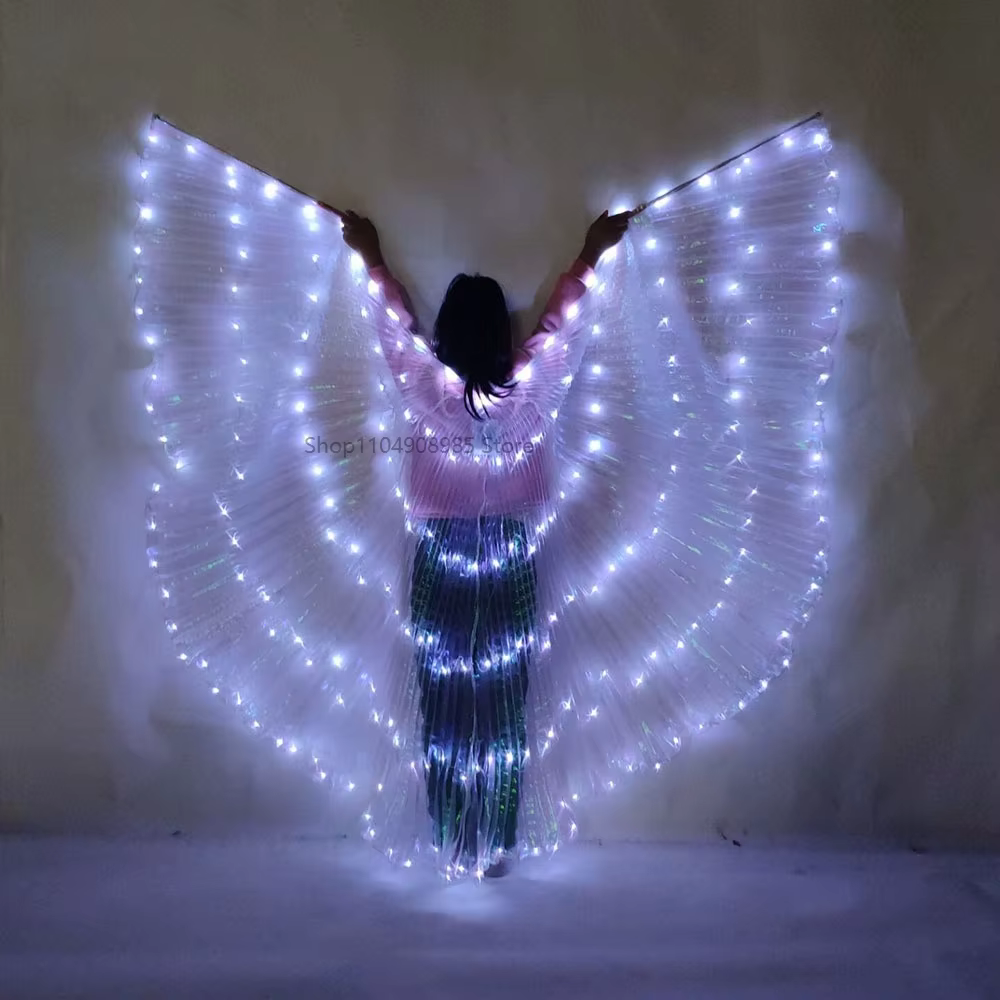 Accessoires de danse du ventre, ailes LED avec bâtons réglables, accessoires de scène, ailes LED bri