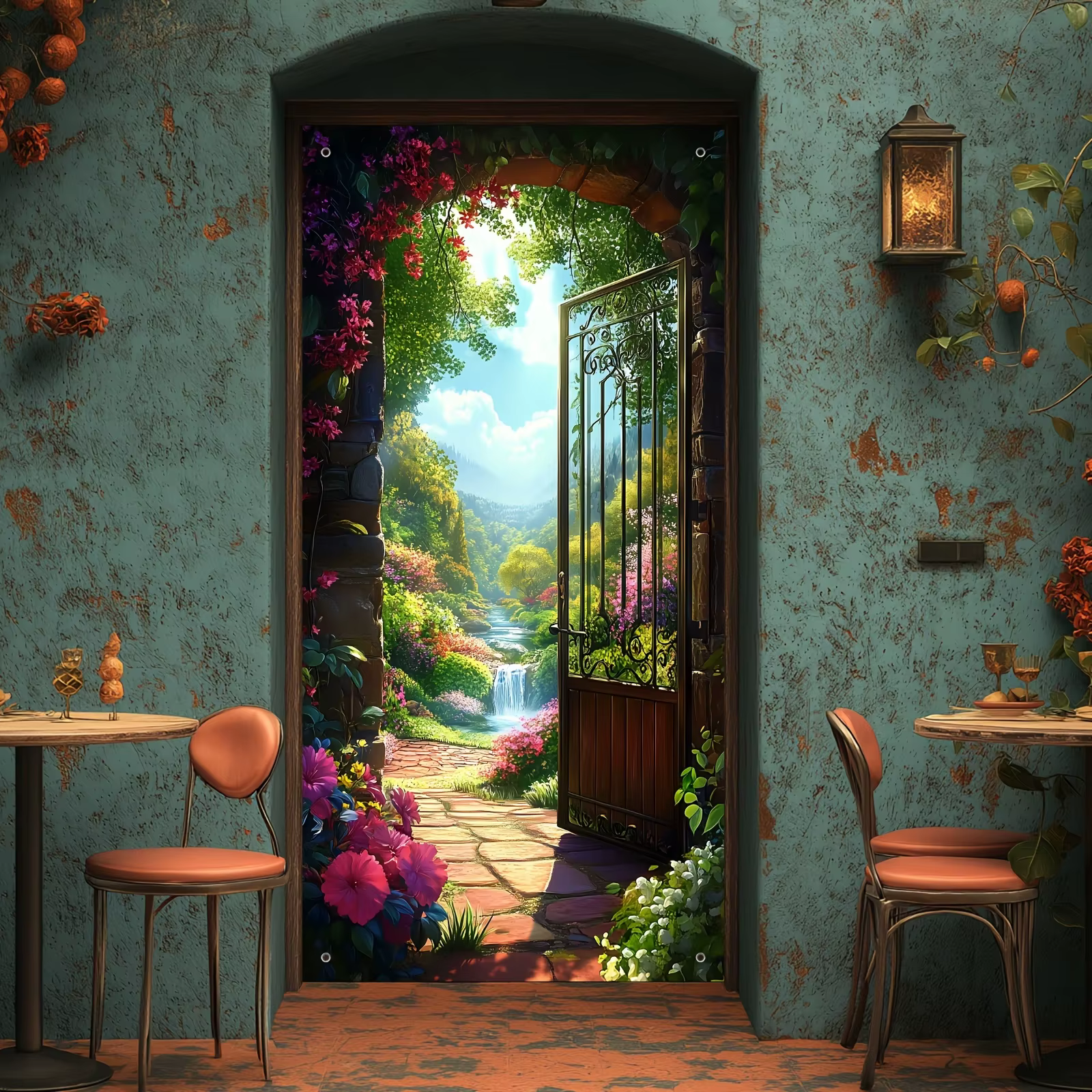 Couvertures de porte de jardin en fer de style classique : bannières de porche de ferme de printemps