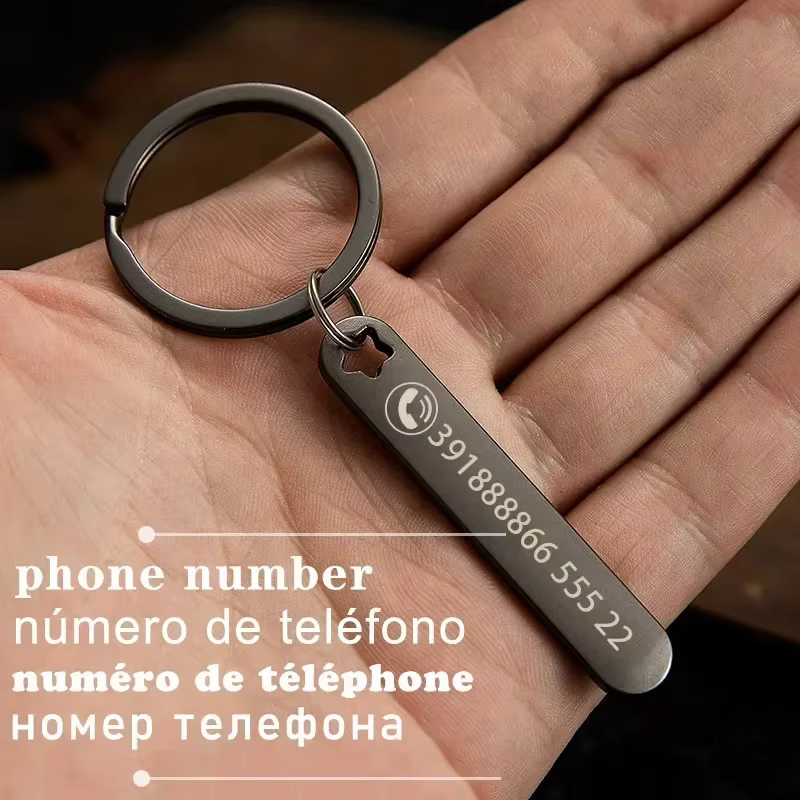 Porte-clés personnalisé porte-clés pour numéro de téléphone de voiture nom cadeau pour petit ami por