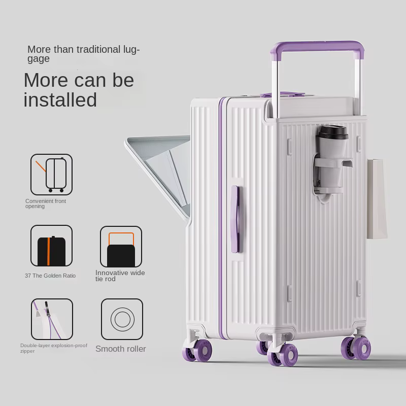 Nouveau bagage à biellette large ouverture avant sac pour ordinateur portable valises de voyage mult