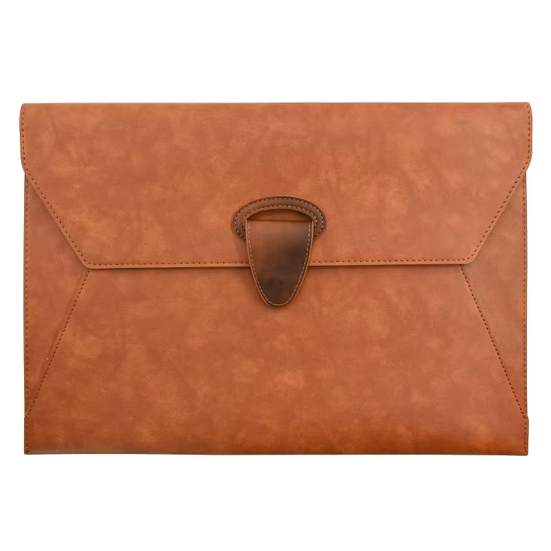 Organisateur de dossiers A4 marron Vintage, portefeuille semblable à une classeur avec fermeture à p