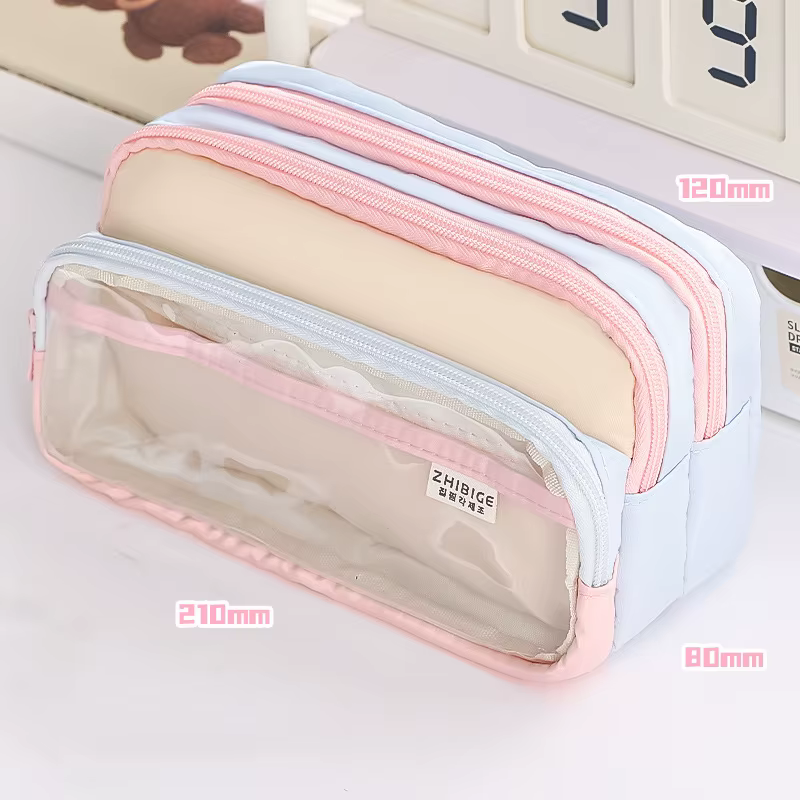 Nouveau Trousse à crayons bloc de couleur grande capacité pour les écoliers