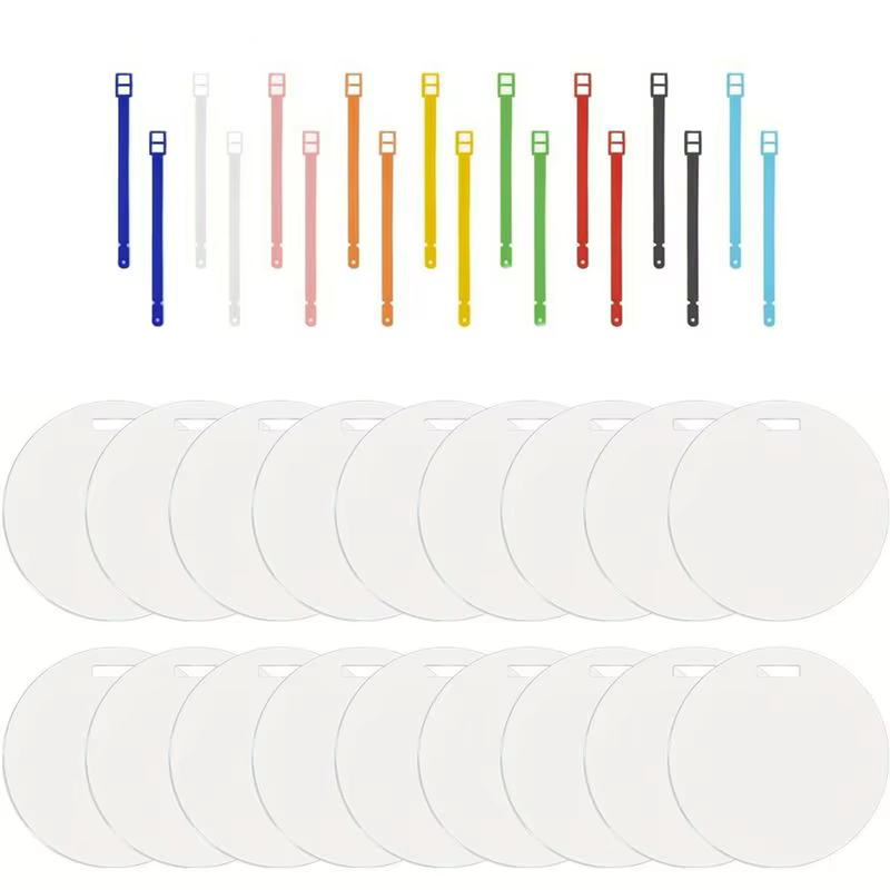 AUAU-Sublimation Blanks Étiquettes de bagage rondes en aluminium double face en vrac pour étiquettes