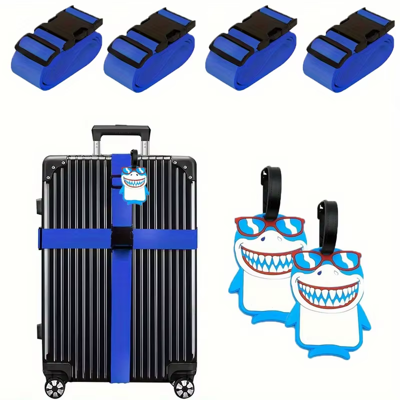 Paquet de 6 sangles de bagages ensemble d'étiquettes de bagages accessoires de voyage sangles de bag