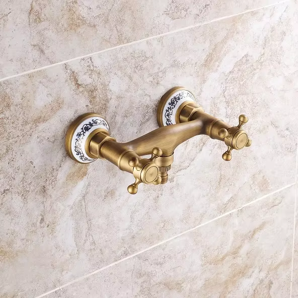 Robinets de douche rétro en laiton Antique, robinets de baignoire en céramique, douche de pluie, sal